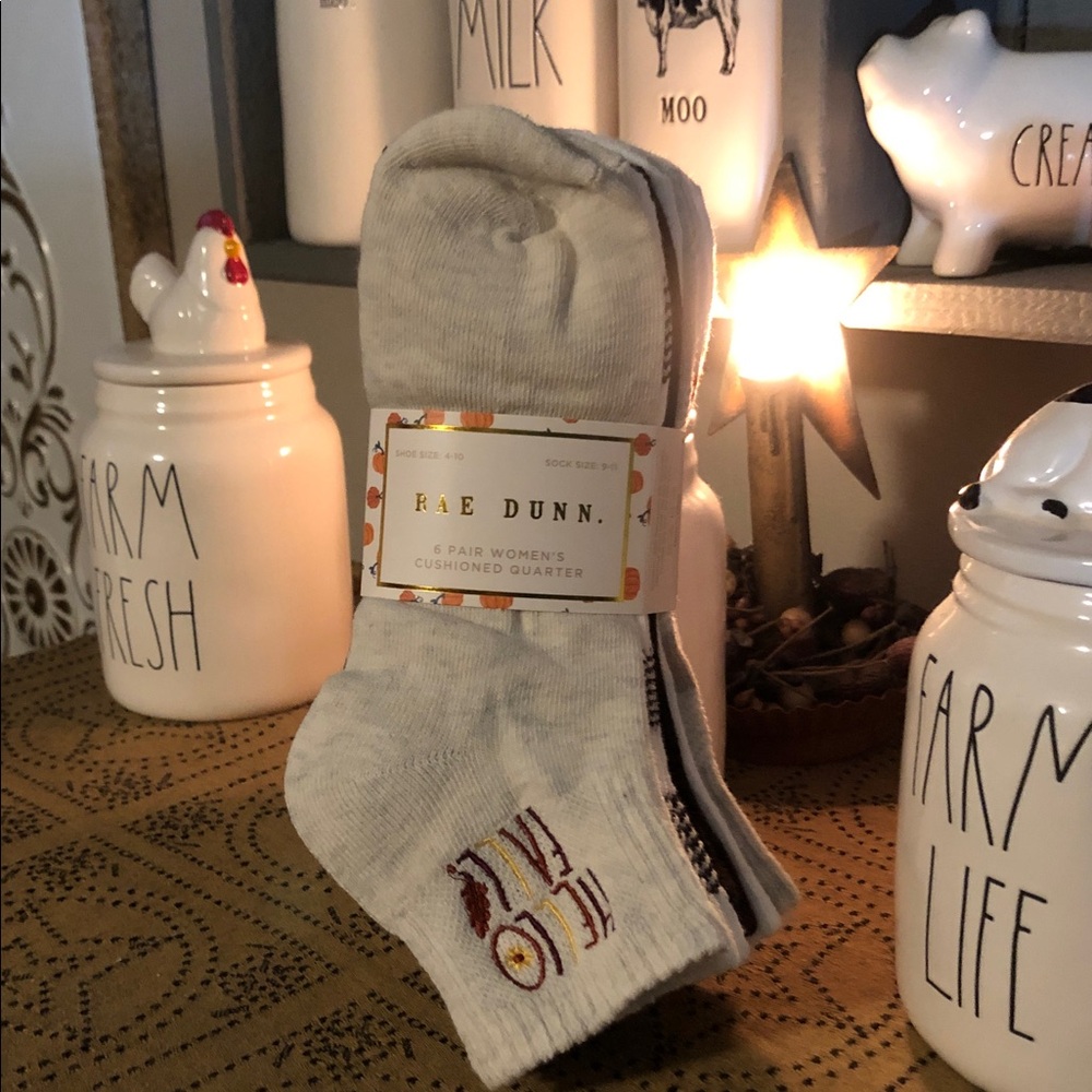 Rae Dunn Fall Themed 6 Pair Women’s Cushioned Quarter Socks Shoe Size 4-10